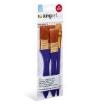 KINGART 225-3B Large Flat 3 Pc. Brush Set for Art, Craft & Hobby, 3/4", 1" & 2" Flat Wash Paintbrushes, Brown Nylon Hair, Short Handle, Use with Oil, Acrylic & Water-Based Paint