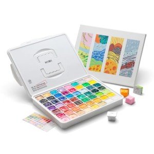 HIMI Gouache Paint Set, 56 Colors x 30g Unique Jelly Cup Design in a Carrying Case Perfect for Artists, Gouache Opaque Art Supplies for Professionals, and More