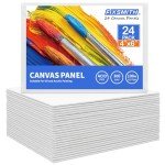 FIXSMITH Canvas Boards for Painting 4x6 Inch, Super Value 24 Pack Mini Canvases, White Blank Canvas Panels, 100% Cotton Primed, Painting Art Supplies