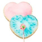 2 Pcs Resin Nail Art Palette, Nail Art Painting Mixed Color Palettes Gold Edge Nail Holder Nail Art Display Board (Pink, Blue)