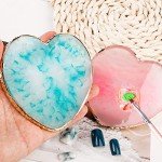 2 Pcs Resin Nail Art Palette, Nail Art Painting Mixed Color Palettes Gold Edge Nail Holder Nail Art Display Board (Pink, Blue)