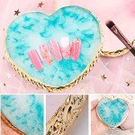 2 Pcs Resin Nail Art Palette, Nail Art Painting Mixed Color Palettes Gold Edge Nail Holder Nail Art Display Board (Pink, Blue)