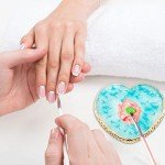 2 Pcs Resin Nail Art Palette, Nail Art Painting Mixed Color Palettes Gold Edge Nail Holder Nail Art Display Board (Pink, Blue)