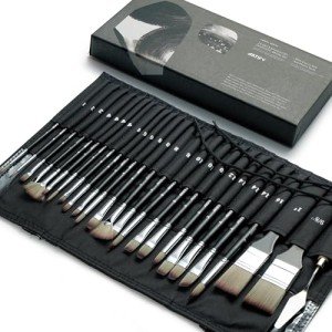 ARTIFY 25-Piece Professional Paint Brush Set – Expert Series Synthetic Nylon Brushes for Acrylic, Oil, Watercolor, Gouache – No Shedding, Canvas Roll Case & Palette Knife, Painter Gifts Art Supplies