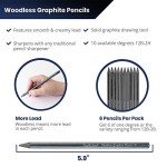 Pacific Arc Woodless Graphite Pencil 6 Pack Set, 12B, 10b, 8B, 6B, 4B, & 2B, for Sketching, Drawing, Coloring and Art