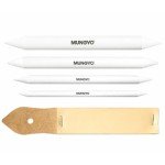 MUNGYO Blending Stumps and Sandpaper Set – 4 Sizes for Blending & Shading Pastels, Charcoal, and More – Includes Sandpaper Sharpener