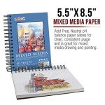 U.S. Art Supply 5.5"x8.5" Mixed Media Sketchbook, 2 Pack (60 Sheets), 98 lb (160 GSM) - Spiral-Bound Pad with Perforated Acid-Free Paper - Artist Sketch Book for Drawing, Painting, Watercolor