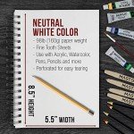 U.S. Art Supply 5.5"x8.5" Mixed Media Sketchbook, 2 Pack (60 Sheets), 98 lb (160 GSM) - Spiral-Bound Pad with Perforated Acid-Free Paper - Artist Sketch Book for Drawing, Painting, Watercolor