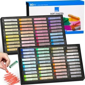 COLOUR BLOCK 80pc Soft Pastels for Artists I Color Chalk Pastels Set, Coloring Charcoal Sticks, Drawing Art Supplies for Adults, Beginners, Kids