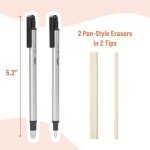 Mr. Pen- Pen Style Eraser, 2 Pack, Square & Round Tip, Eraser Pen Eraser, Pencil Erasers, Eraser Pencil, Mechanical Eraser, Art Erasers for Drawing Erasers for Drawing, Precision Eraser, Art Eraser