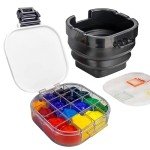 Falling in Art Paint Palette, Airtight 16 Wells Storage Palette Box with Lid and Folding Paint Brush Basin for Watercolor, Gouache and Acrylic Painting (Black)