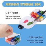 Falling in Art Paint Palette, Airtight 16 Wells Storage Palette Box with Lid and Folding Paint Brush Basin for Watercolor, Gouache and Acrylic Painting (Black)