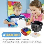 Falling in Art Paint Palette, Airtight 16 Wells Storage Palette Box with Lid and Folding Paint Brush Basin for Watercolor, Gouache and Acrylic Painting (Black)