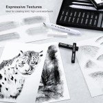KALOUR 15 Pro Compressed Charcoal Drawing Set with Blending Stumps- Soft,Medium,Hard and White Charcoal - Charcoal Sticks for Drawing Sketching Shading - Art Supplies for Artists Beginners Adults