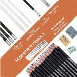 Drawing Pencils, 24pcs Sketching Pencils Set with Graphite Pencils 12B 10B 8B 7B 6B 5B 4B 3B 2B B HB 2H 4H 6H and Charcoal Pencils for Drawing, Gift for Beginners or Artists