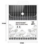 Mogyann Drawing Pens, 12 Pack Dual Brush Pens Black Markers for Art Drawing Sketching