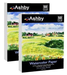 100 Sheets of Practice Watercolor Paper (9" x 12") - 190 GSM, Acid-Free and Cold Pressed.. Perfect for Painting, Sketching or Drawing. Wet, Dry and Mixed Media. Bulk Pack