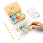 HIMI Metallic Jelly Gouache Paint Set, 12 Colors 12g, Jelly Cup Design, Travel carry, Gouache Paint Non Toxic for Canvas and Paper, Art Supplies for Professionals and Beginner