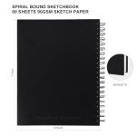8.5x11inches Hardbound Sketch Book, Spiral Bound Sketch Pad, 80-Sheets 90gsm Inner Paper, Acid Free Drawing Art Paper, Prefect Works with Kids and Adults
