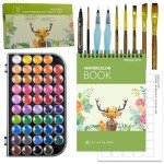 78 Pack Watercolor Paint Set: 48 Premium Colors, 20 Sheets watercolor paper pad, 5 nylon brushes, & 2 reusable water brush pens, Watercolor Set for Adults Kids Beginners Artists Painting Supplies…