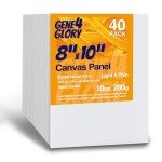GENE4GLORY Canvases for Painting Super Value 8 x 10 inch-40 Pack, Artist Blank Canvas Boards- Oil & Acrylic Painting Canvas Panels