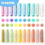 Shuttle Art Tempera Paint Sticks, 20 Pastel Colors, Solid Tempera Paint for Kids, Super Quick Drying, Works Great on Paper Wood Glass Ceramic Canvas