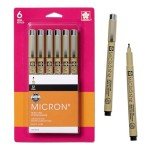 SAKURA Pigma Micron Fineliner Pens - Archival Black Ink Pens - Pens for Writing, Drawing, or Journaling - Black Colored Ink - 12 Point Size - 6 Pack