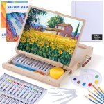 54 Pieces Watercolor Paint Set with Tabletop Easel Stand, Complete Starter Painting Art Supplies with Watercolor Paints, Canvases, Sketch Pads, Brushes and Palette for Adults Teens Kids Beginners