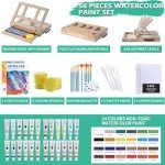 54 Pieces Watercolor Paint Set with Tabletop Easel Stand, Complete Starter Painting Art Supplies with Watercolor Paints, Canvases, Sketch Pads, Brushes and Palette for Adults Teens Kids Beginners