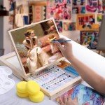 54 Pieces Watercolor Paint Set with Tabletop Easel Stand, Complete Starter Painting Art Supplies with Watercolor Paints, Canvases, Sketch Pads, Brushes and Palette for Adults Teens Kids Beginners