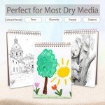 Crehatos 9" x 12" Sketch Book, Top Spiral Bound Sketch Pad, 100 Sheets 68lb/100gsm Drawing Paper, 1 Pack