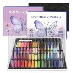VIOLETTO Soft Chalk Pastels Set Art Supplies for Artist, Kids, Adult, 64Colors Plus 2Sticks, Colored Chalk Non Toxic Dry Square Pastel for Painting, Hair Chalk Pastels