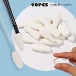 4pcs Paper Art Blending Blenders Stumps, Sketch Trimmer Erase Sponge Wiper, 2 Head Types, 40 Replacement Sponge Wipes, Sketch Drawing Tools Ideal for Highlighting, Shadowing, and Correcting Drawing