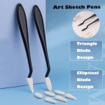4pcs Paper Art Blending Blenders Stumps, Sketch Trimmer Erase Sponge Wiper, 2 Head Types, 40 Replacement Sponge Wipes, Sketch Drawing Tools Ideal for Highlighting, Shadowing, and Correcting Drawing