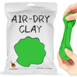 Cutedeer Green Air Dry Clay, 1.1lb Foam Modeling Clay, Soft Squishy Molding for Kids Adults, Arts & Crafts Project Slime Supplies(1.1lb - 1 Pack, Green)