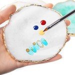 AUOCATTAIL Nail Art Design Tools - 15pcs Painting Brushes Set with 5pcs 2-way Dotting Pens & Gold-rimmed Resin Palette, White