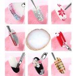 AUOCATTAIL Nail Art Design Tools - 15pcs Painting Brushes Set with 5pcs 2-way Dotting Pens & Gold-rimmed Resin Palette, White