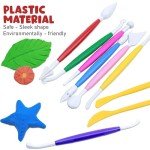DUGATO Clay Modeling Tools, 17pcs Plastic Ceramic Pottery Tool Set, Double-Head Design, Assorted Colors, for Shaping and Sculpting, Cake Decorating Supplies Kit for Beginners DIY Craft