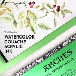 Arches Watercolor Block 10x14-inch Natural White 100% Cotton Paper - 20 Sheets of Arches Watercolor Paper 140 lb Cold Press - Arches Art Paper for Watercolor Gouache Ink Acrylic and More