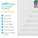 GOTIDEAL Canvas Boards for Painting, 8x10 inch Set of 24, Gesso Primed White Canvases for Painting - 100% Cotton Art Supplies Canvas for Acrylic Paint, Pouring, Oil Paint