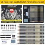 MARTCOLOR Drawing Sketching Pencil Set, 20 Pieces, Graphite Pencils (14B-4H), Charcoal Sticks, Stump, Eraser, Sharpeners, Ideal for Drawing Art, Sketching, Artist Pencils for Beginners & Pro Artists