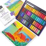 Artecho 66pcs Soft Pastels, 64 Colors Including 4 Fluorescent Colors, Extra Free Black & White, Square Chalk for Drawing, Blending, Layering, Shading, Pastels Art Supplies
