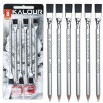 KALOUR Detail Eraser Pencil - 6pc Eraser Pencils with Brush and 2pc Sharpener,Erasing Small Details or add Highlights for Sketching, Charcoal Drawings. Fine Detail Eraser for Beginners & Artists