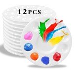 12pcs Plastic Art Palette Tray – Perfect for Adults & Kids Painting, DIY Crafts, Home Parties, Kindergarten Activities, and Classroom Use, White