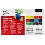 Mont Marte Watercolor Set Full Pan Signature 13pc in Tin, Vibrant, Multi-Color with Translucent Finish, Portable Watercolor Set