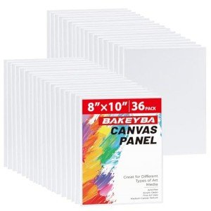 Canvas Boards for Painting 36 Pack, 8x10 Inch Painting Canvas Panels, 100% Cotton White Blank Art Supplies for Acrylics Oil Watercolor Tempera Paints