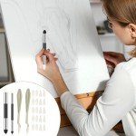 24pcs Artist Blending Stump and Sponge Pen, Double Headed Drawing Art Blender Pencil Sketch Scrapers Tools With Washable Rubbing Head for Lightening and Highlight
