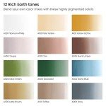 ARTEZA Gouache Paint, Set of 12 Earth Tones, 0.4 fl oz (12 mL) Tubes, Opaque Paint Set for Canvas and Paper