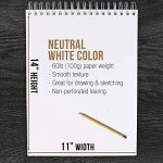 U.S. Art Supply 11"x14" Top Spiral Bound Sketch Book, 2 Pack, 100 Sheets Each, 60lb (100gsm), Acid-Free, Artist Sketchbook, Drawing Pad for Adults & Students