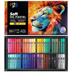 Artspal Soft Oil Pastels Set of 48 Vibrant Colors, Smooth and Soft Oil Pastel Crayons for Artists, Beginners, Teachers, Students, Great Blending and Layering for Art Supplies, Art Painting, Drawing